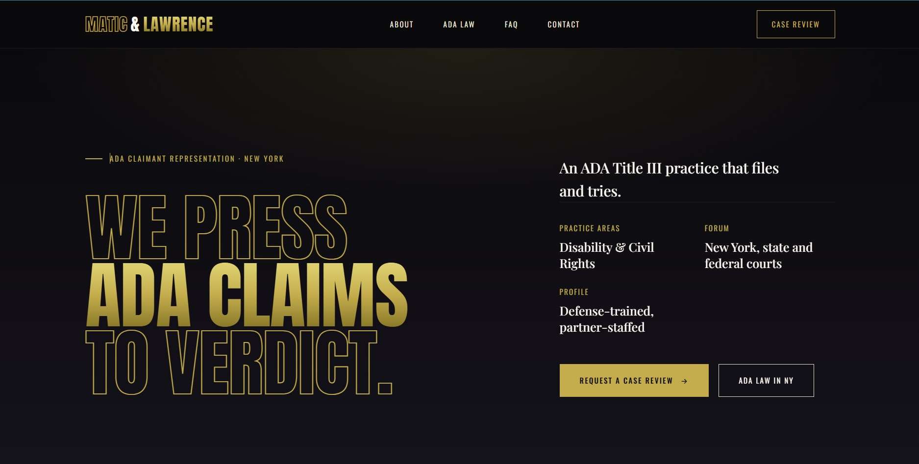 Matic Lawrence Law Firm website