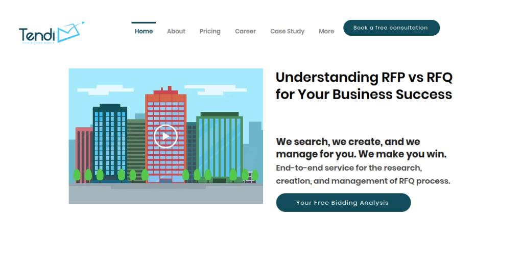 Tendi RFP Law Consulting website